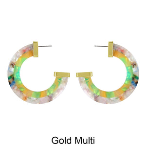 Acetate Resin Two Colors Circle Post Earrings