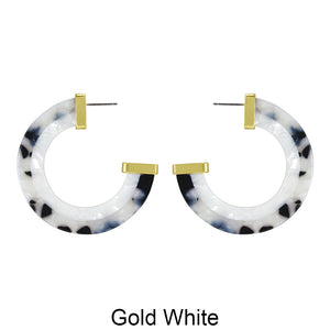 Acetate Resin Two Colors Circle Post Earrings