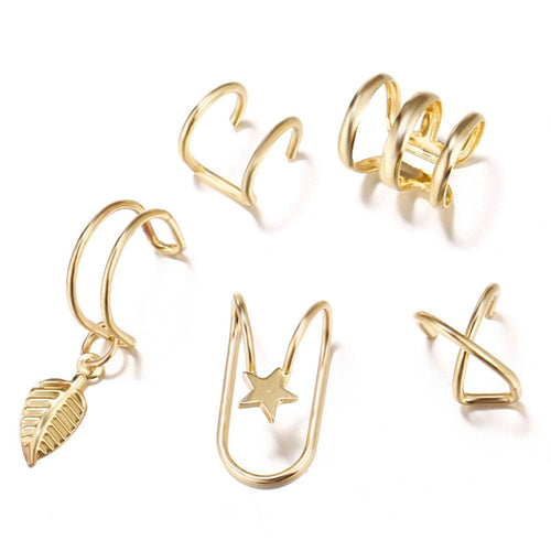 New Fashion Ear Cuffs Gold Leaf Ear Cuff Earrings For Women No Piercing Fake Cartilage Earring Jewelry
